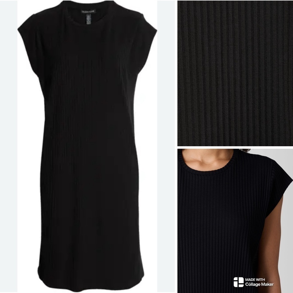 Eileen Fisher Black Ribbed sweater Sleeveless Dress